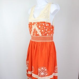 Moulinette Soeurs Aniko Orange Embroidered Dress